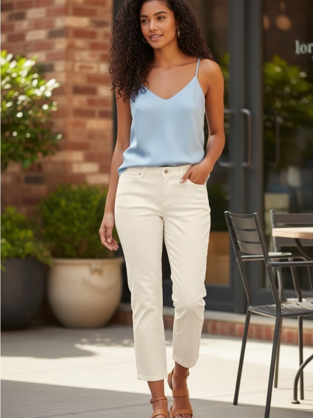 Talbots White Cropped Pull-On Ankle Pants